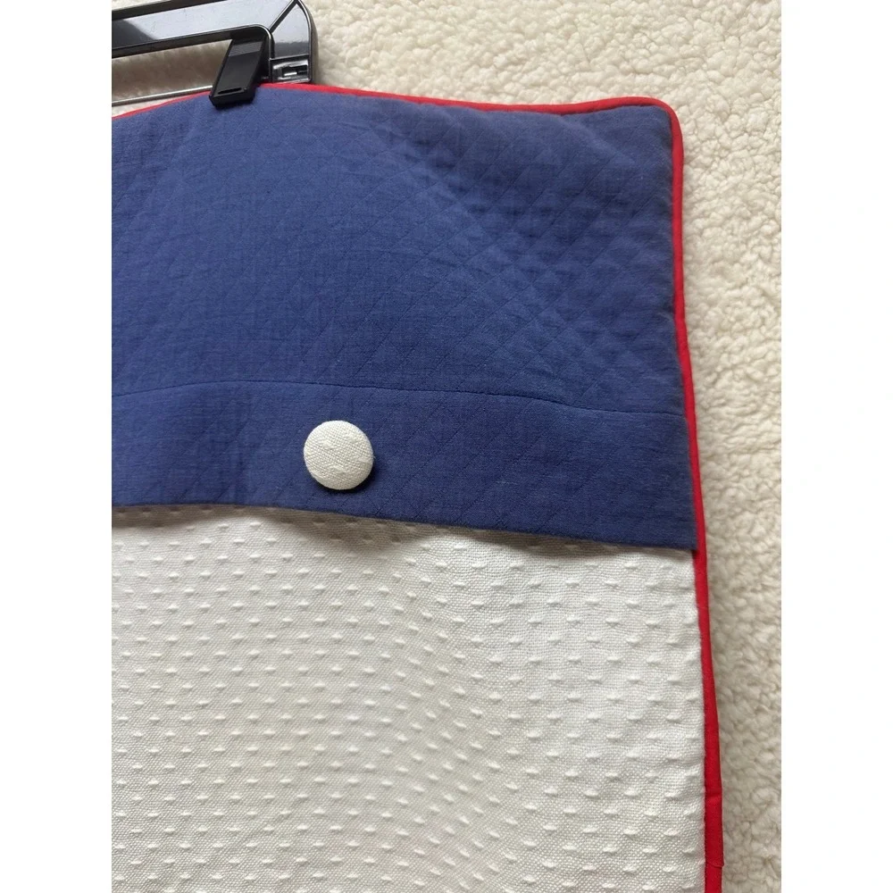 Mystic Valley‎ Traders Pillow Shams Navy White Red Buttons Quilted Set of 2
